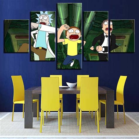 Print On Canvas Art Poster 5 Panel Rick And Morty Modern Painting