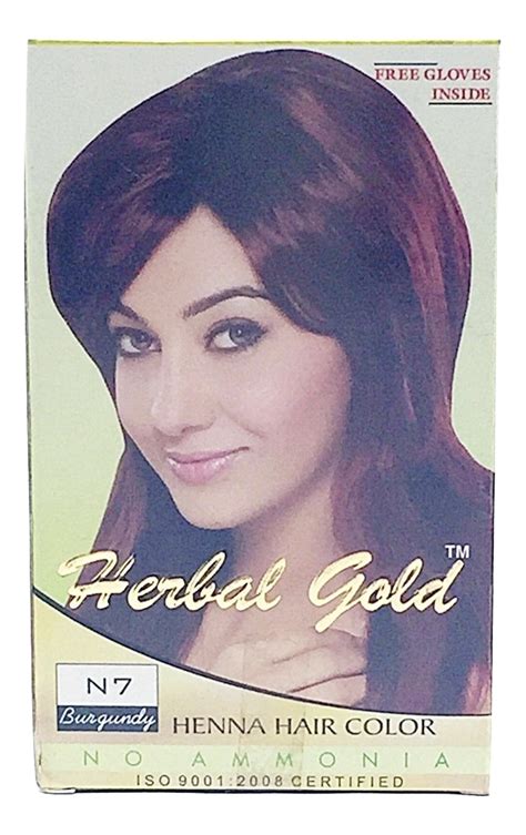 herbal gold henna hair color n7 burgundy 6 pouch packs box herbal gold 植物染发剂 n7 深紫紅色 6小包 盒