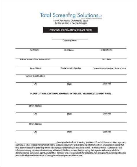 Free 10 Sample Information Release Forms In Pdf Ms Word