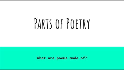 parts of a poem part 1 youtube