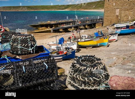 Uk England Cornwall Sennen Cove Lobster Pots And Fishing Boats