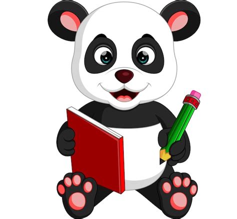 Premium Vector Cute Panda Reading A Book