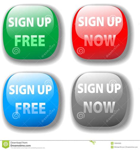 Sign Up Now Free Website Icon Button Set Royalty Free