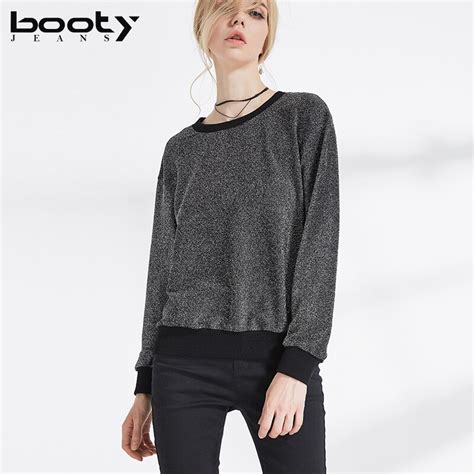 Booty Jeans Womens Sexy Pullover Sweatshirt Crew Neck Flashing Tops