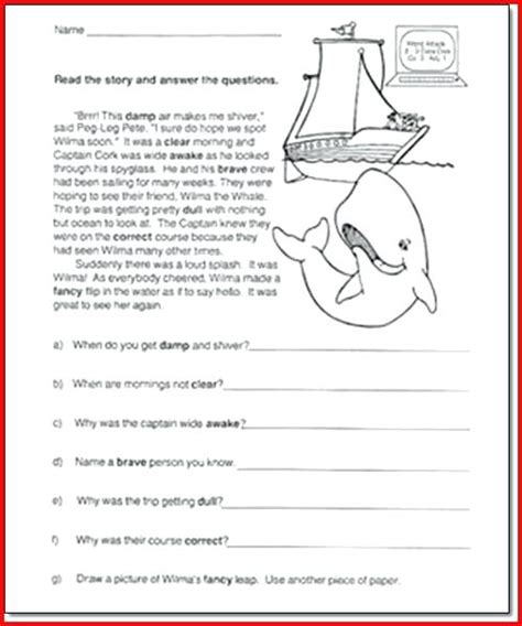 Free Printable Eighth Grade Reading Comprehension Wor