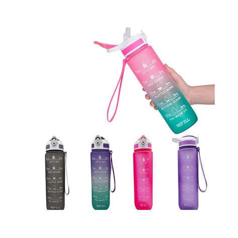 Motivational Water Bottle Bpa Free 1l32oz Jug With Straw And Etsy