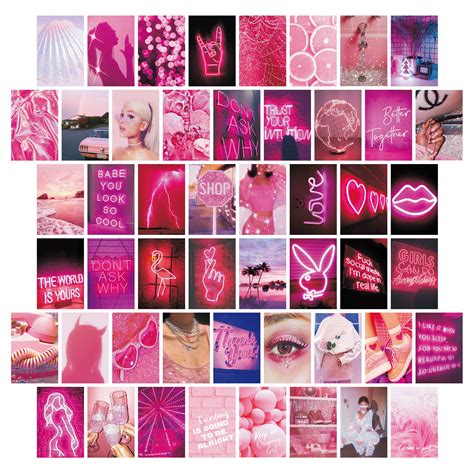 Buy 50pcs Wall Collage Kit Pink Aesthetic Pictures For Bedroom Decor