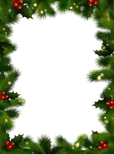 A Christmas Border With Evergreen And Berries Christmas Boarders Free