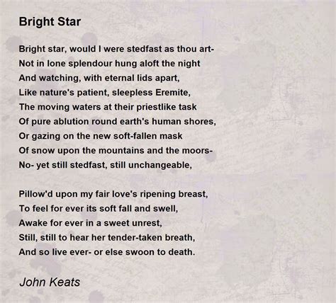 Bright Star Bright Star Poem By John Keats