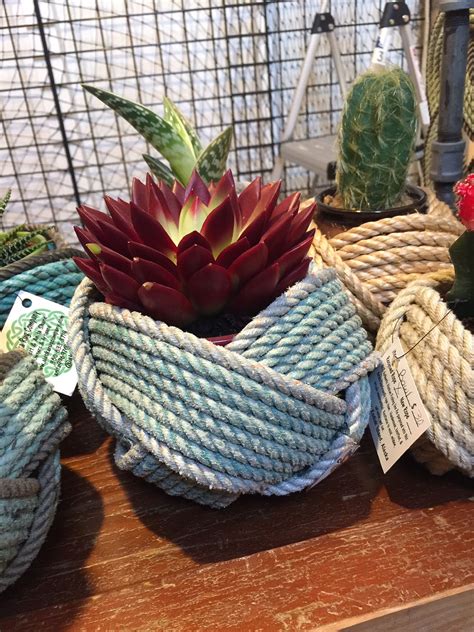 Rope Bowl 5 X 5 Nautical Knotted Basket Recycled Etsy Basket