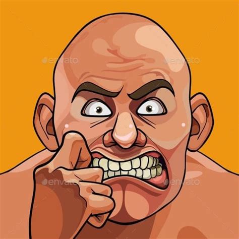 Face Of A Cartoon Bald Man Very Frightened Cartoon Expression