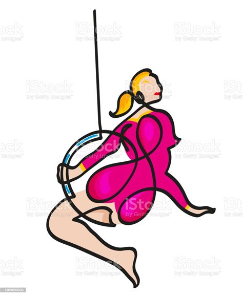 One Line Drawing Of Aerial Acrobat In The Ring Stock Illustration Download Image Now Plastic
