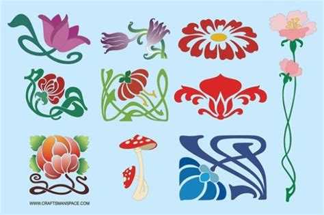 Art nouveau graphics from graphicriver. Art Nouveau Flowers Vector Graphics - WeLoveSoLo