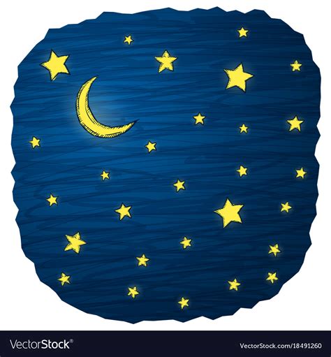 Night Sky With Stars And Moon Royalty Free Vector Image