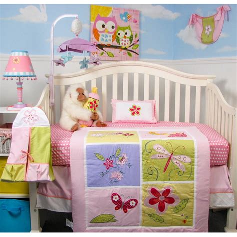 Soho Crib Bedding Set For Baby Nursery Pink Butterfly Meadows 9