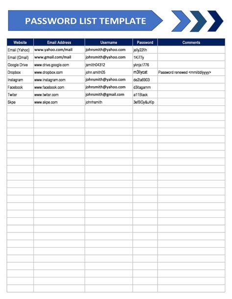 30 Useful Password List Templates And Logs Templatearchive Good