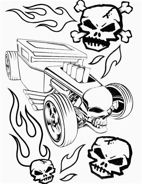 Malvorlage Hot Wheels Bone Shaker Mit Totenkopfflammen Kostenlose Malvorlagen Zum Ausdrucken