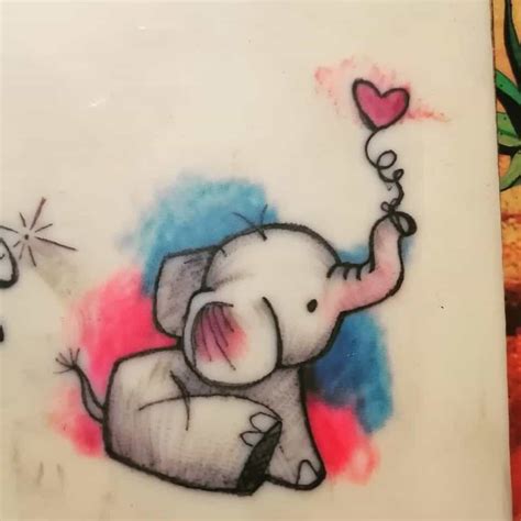 Baby Elephant Tattoo Stencil