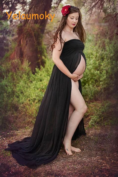 Chiffon Royal Maternity Lady Solid Dress Pregnant Photography Props Pregnancy Maternity Photo