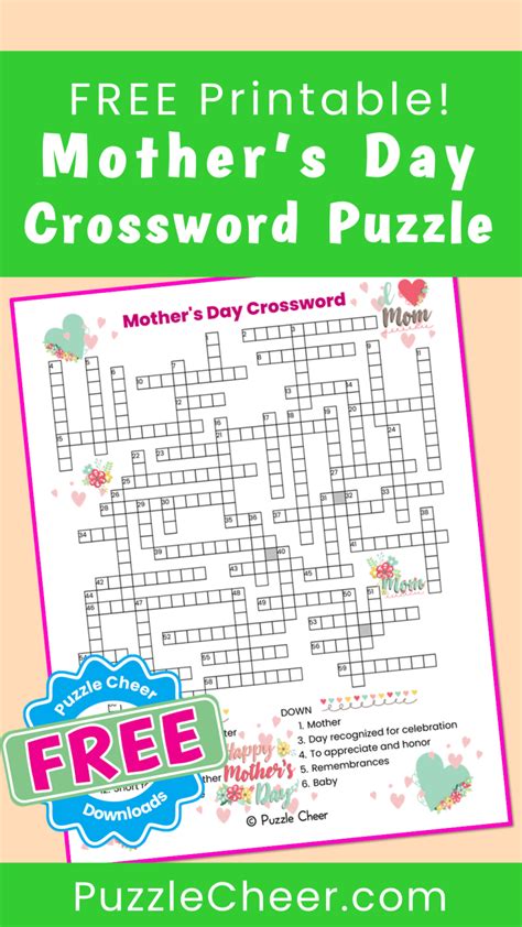 Mothers Day Crossword Puzzle Puzzle Cheer