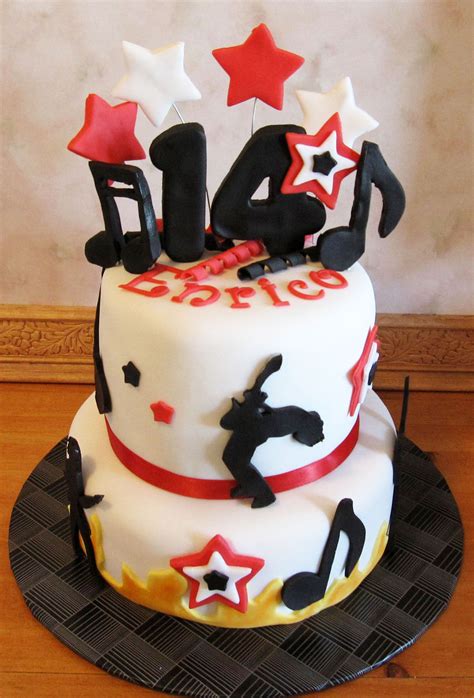 2 Tier Rock & Roll 14th Birthday Cake | Party cakes, 14th 