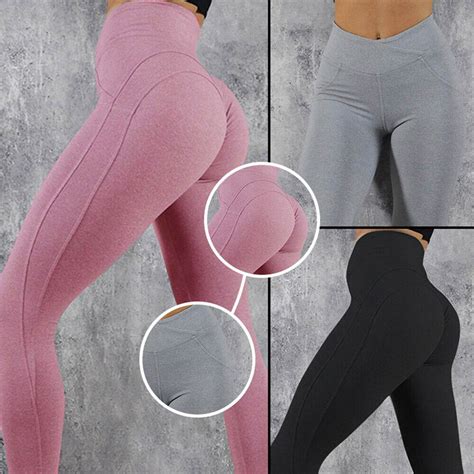 Women Butt Lift Yoga Pants High Waist Leggings Ruched Workout Booty Trousers Us
