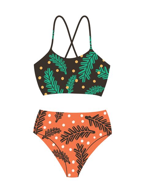 Female Two Piece Swimsuit With Floral Print Modern Fashion Stylish