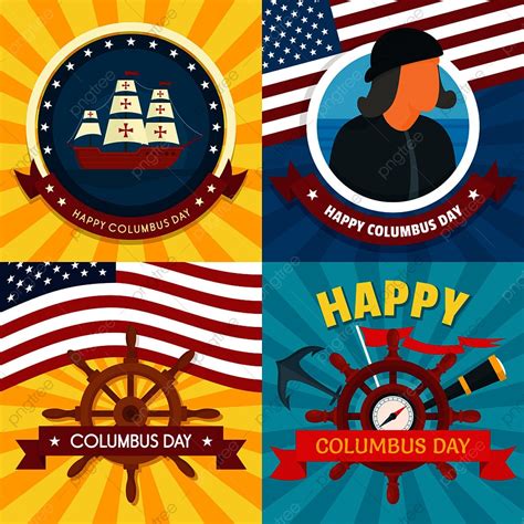 Columbus Day Banner Set Poster Template Download On Pngtree