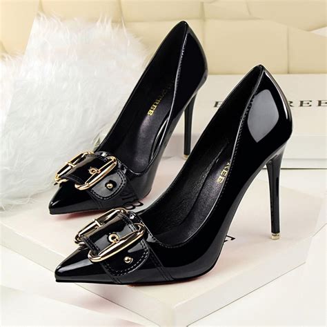 Women Pumps Patent Leather High Heels Shoes Women Black Classic Pumps