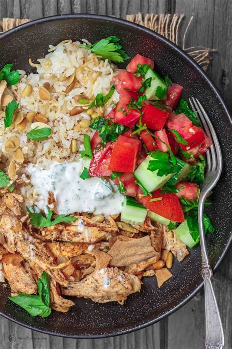 Lebanese Chicken Fatteh Dinner Bowls The Mediterranean Dish Recipe