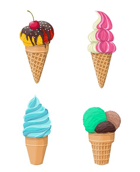 Set Of Ice Cream Isolated On White 453371 Vector Art At Vecteezy