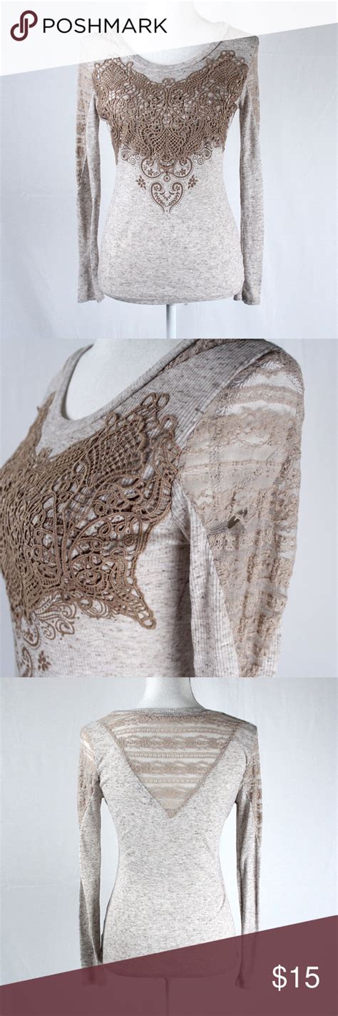 Venus Crochet Lace Detail Long Sleeve Top Lace Detail Long Sleeve