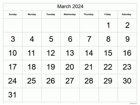 Free 2024 Large Number Calendar With Holidays February 2024 Calendar