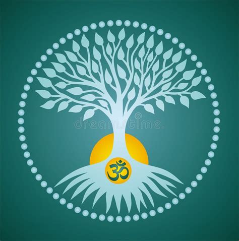 The Tree Of Life In The Center Of The Mandala Sign Om Aum Sun And