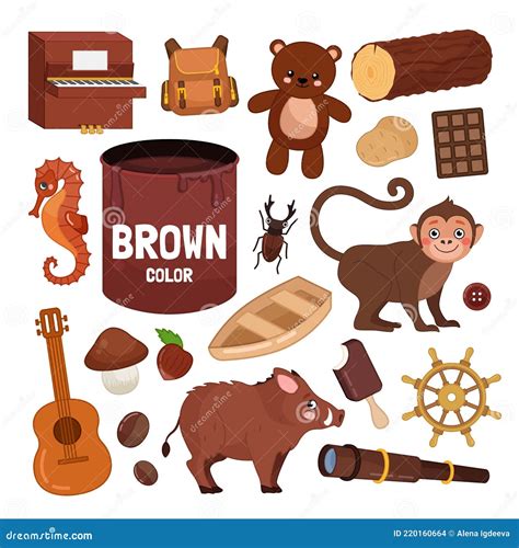 Vector Set Of Brown Color Objects Stock Vector Illustration Of Color