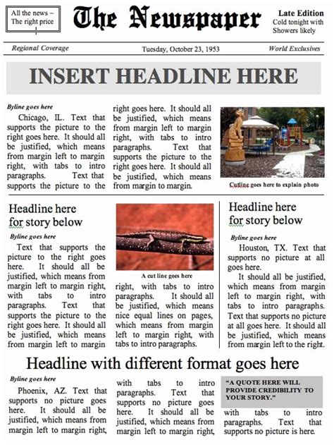 Newspaper Article Template Microsoft Word Fresh Front Page Newspaper