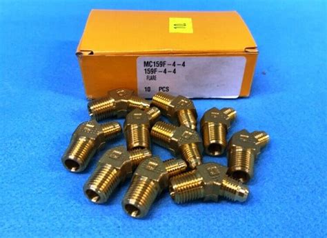Parker 14 Tube Od X 14 18 Nptf 45° Brass Flared Tube Male 45° Elbow Lot Of 10 Irontime