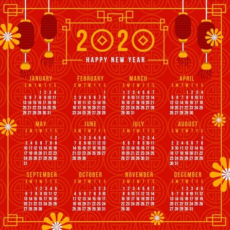 Free Vector Chinese New Year Calendar In Flat Design