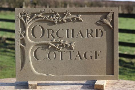 Choose some keywords and we will automatically create a house name in seconds. Hand carved and lettered house name plaque in sandstone