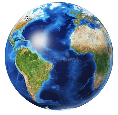 Earth Globe 3d Illustration Atlantic Ocean View Stock Illustration