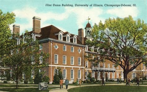Vintage Postcard 1941 Illini Building University Of Illinois Champaign
