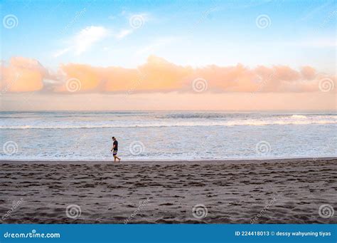 Bali 20 July 2021 Evening View On Petitenget Beach With Beautiful Sky
