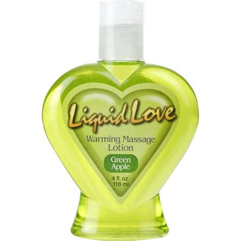 liquid love warming massage lotion by pipedream 4 fl oz 120 ml green apple