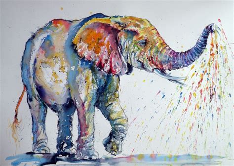 Playing Colorful Elephant Festmények