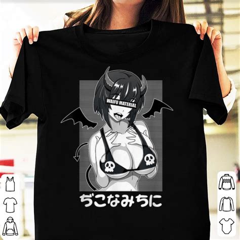 Awesome Ahegao Waifu Material Lewd Devil Anime Girl Cosplay Shirt