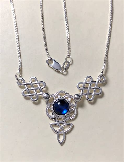 Irish Celtic Knot Necklace With Moonstone In Sterling Silver Scottish