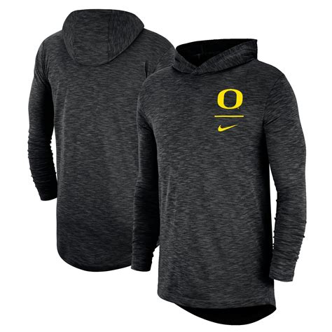 Mens Nike Black Oregon Ducks Slub Performance Long Sleeve Hoodie T Shirt