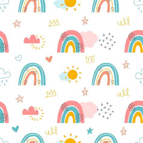 Rainbows And Clouds Seamless Background 1198069 Vector Art At Vecteezy