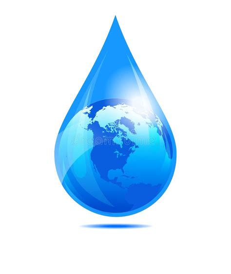 Water Drop World Earth Globe In A Water Droplet Stock Illustration