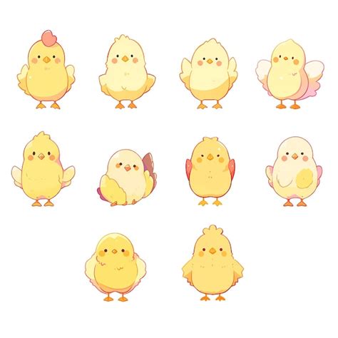 Premium Vector Set Of Cute Kawaii Baby Chicks